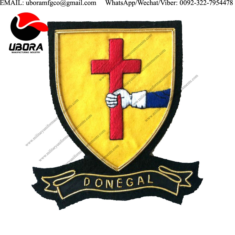 Military Uniform emblem HAND EMBROIDERED IRISH COUNTY - DONEGAL COLLECTORS HERITAGE ITEM  patches 